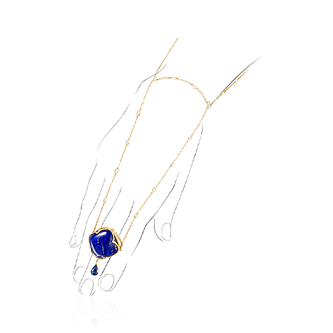Браслет с лазуритом, сапфиром, бриллиантами из желтого золота 585 пробы (арт. 92701)
