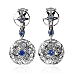 Серьги с сапфирами и бриллиантами в белом золоте 750 пробы (арт. 34558)