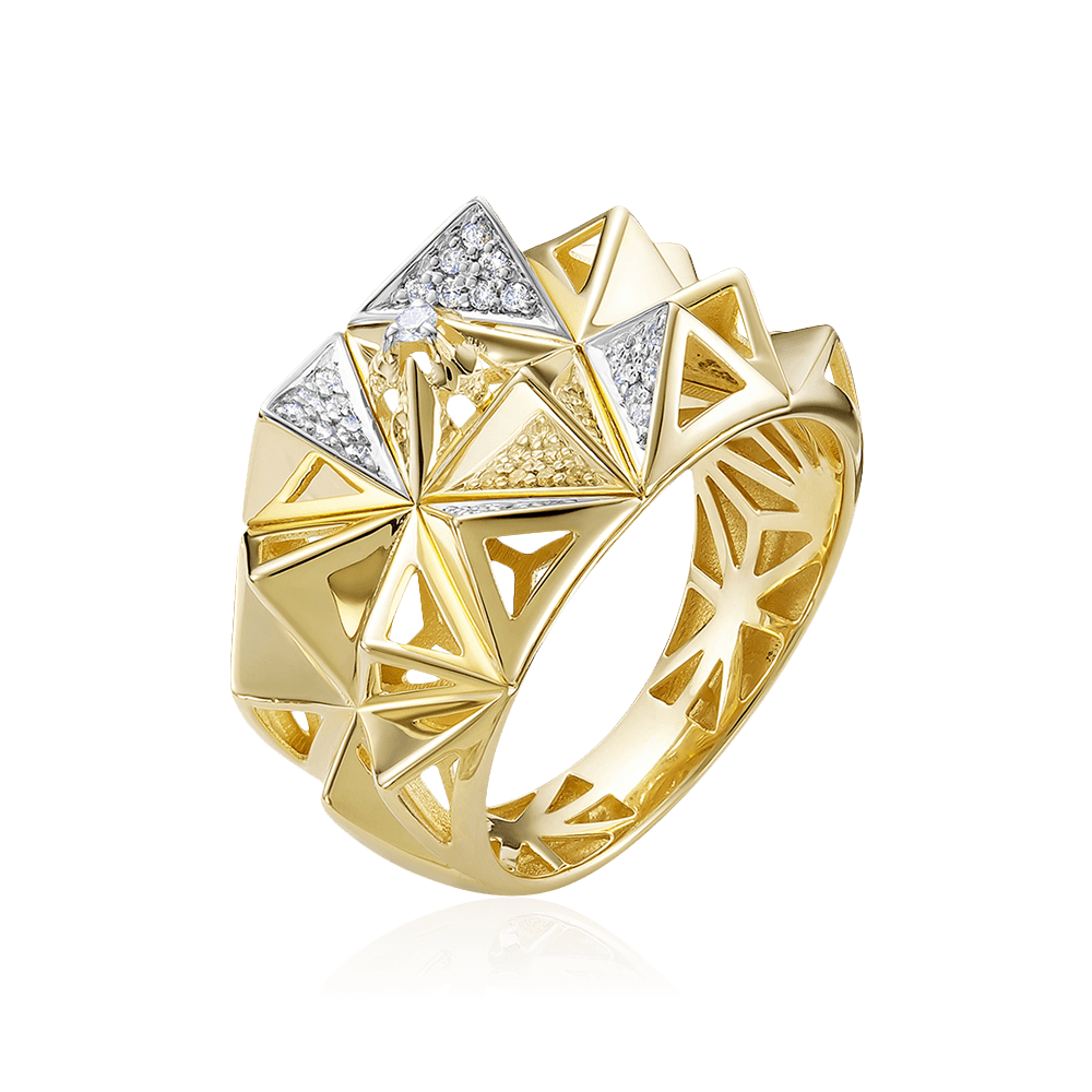 Кольцо с бриллиантами из желтого золота 585 пробы (арт. 101220)