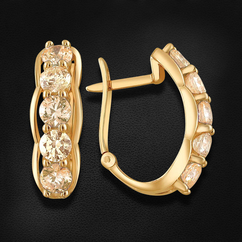 Серьги с фианитами из красного золота 585 пробы (арт. 47631)