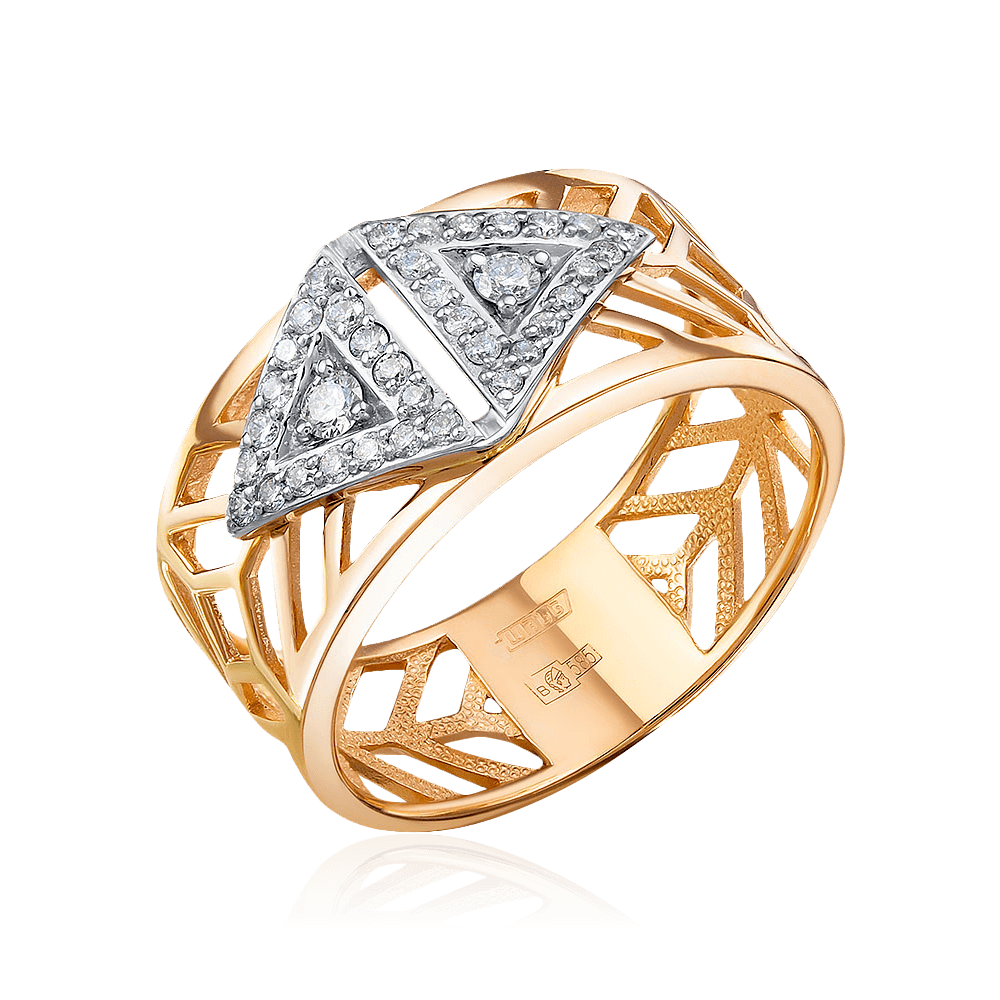 Кольцо с бриллиантами из комбинированного золота 585 пробы (арт. 97628)