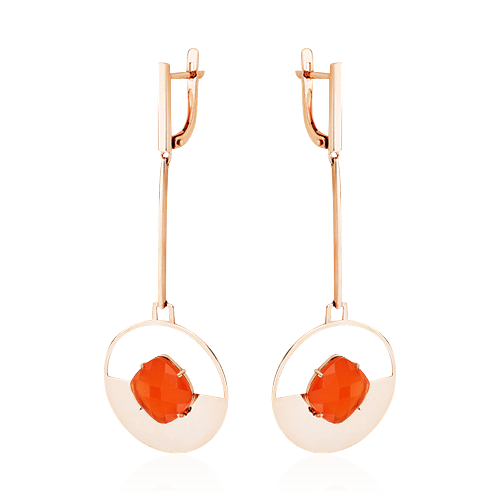Серьги с сердоликом из красного золота 585 пробы (арт. 87381)