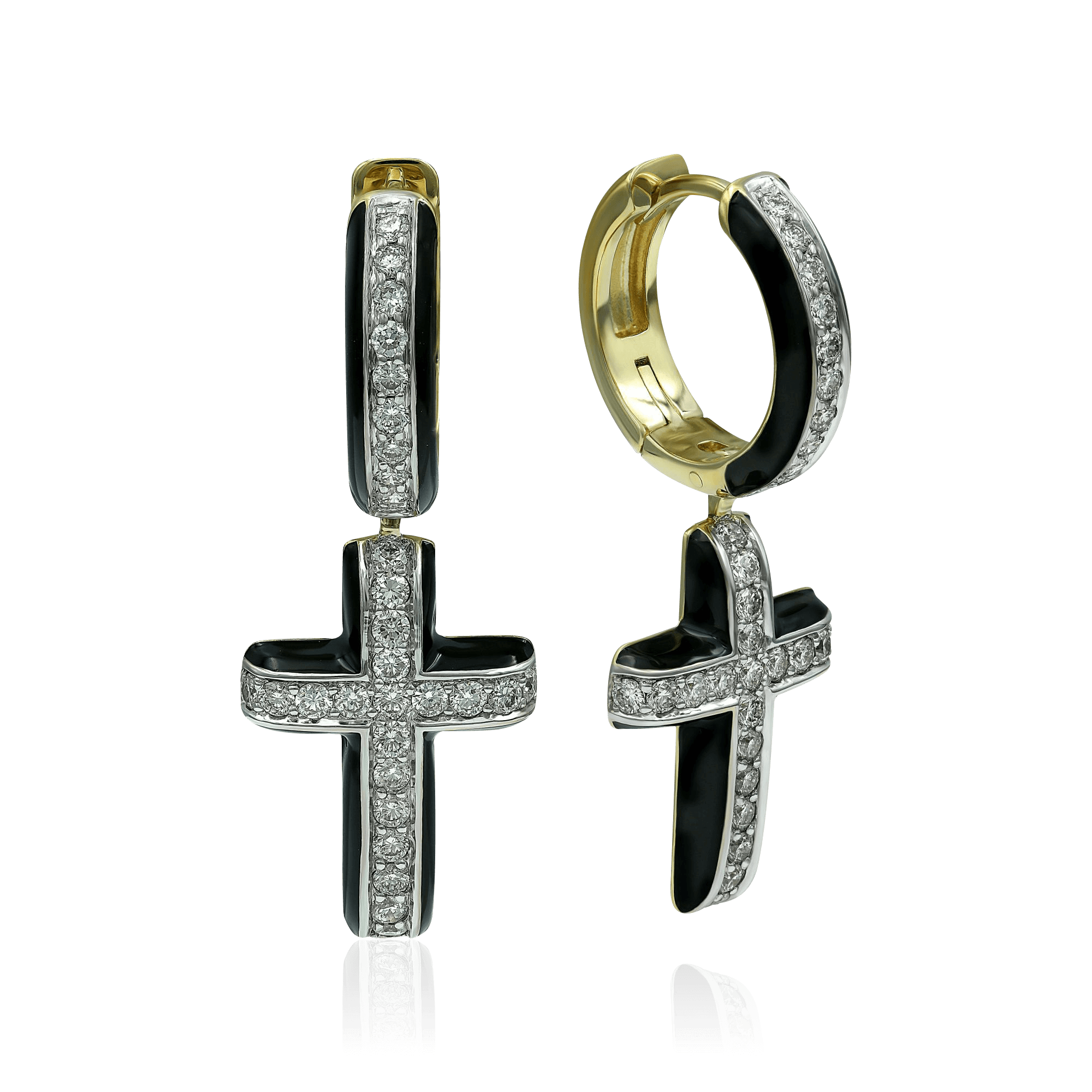 Серьги с бриллиантами из желтого золота 585 пробы (арт. 105969)