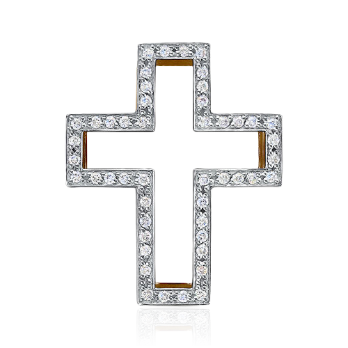 Крест трансформер с сапфиром, бриллиантами из красного золота 585 пробы, фото № 3