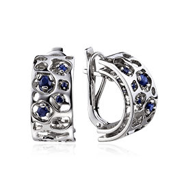 Серьги с сапфирами из белого золота 585 пробы (арт. 21655)