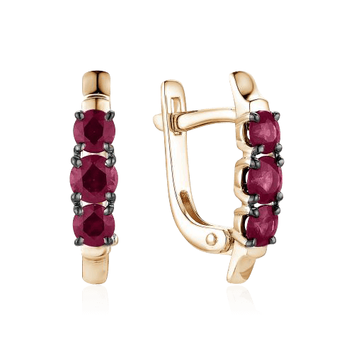Серьги с рубином из красного золота 585 пробы (арт. 57682)