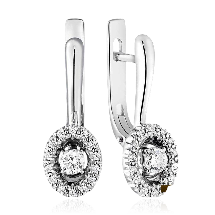 Серьги с бриллиантами из белого золота 585 пробы, фото № 1