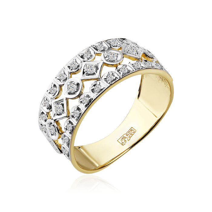 Кольцо с бриллиантами из желтого золота 585 (арт. 81387)