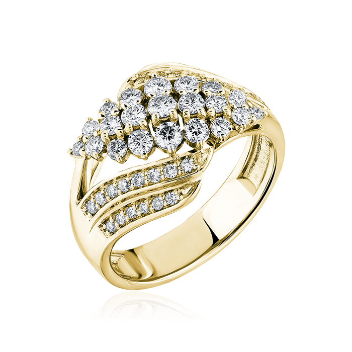 Кольцо с бриллиантами из желтого золота 585 (арт. 75030)