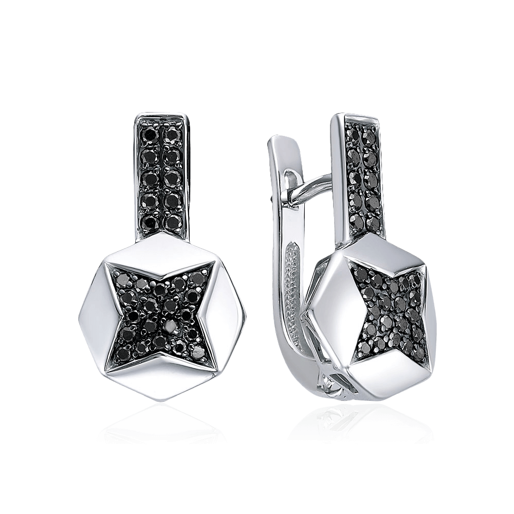 Серьги с бриллиантами из белого золота 585 пробы (арт. 97755)