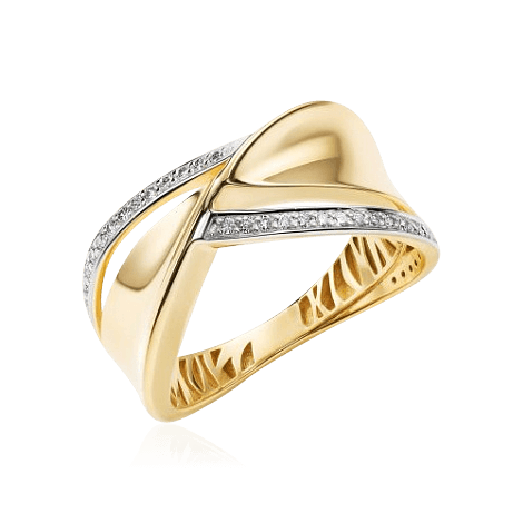 Кольцо с бриллиантами из желтого золота 585 пробы (арт. 103642)