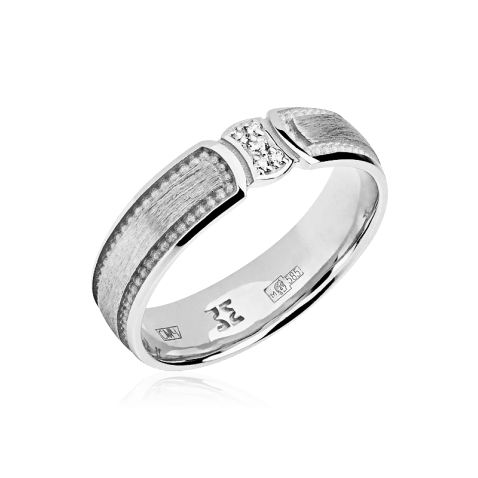 Обручальное кольцо с бриллиантами из белого золота 585 пробы (арт. 65901)