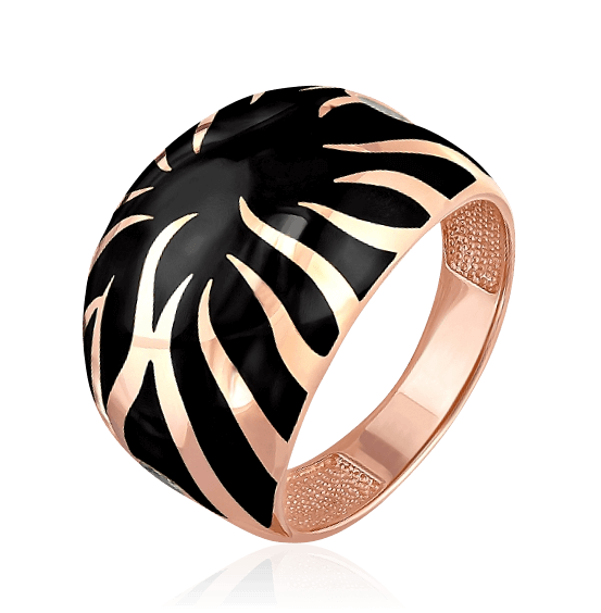 Коктейльное кольцо из красного золота 585 пробы с бриллиантами и горячей эмалью, фото № 1