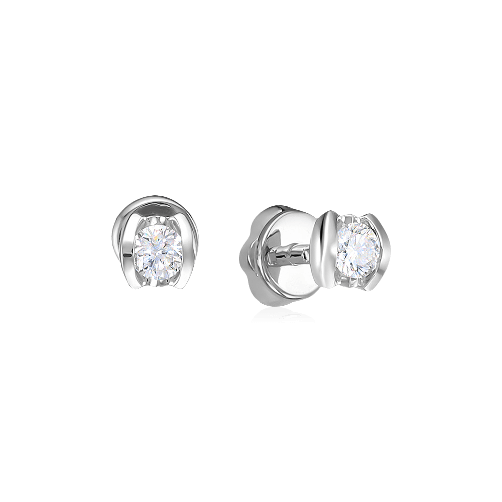 Серьги гвоздики с бриллиантами из белого золота 585 пробы (арт. 116368)
