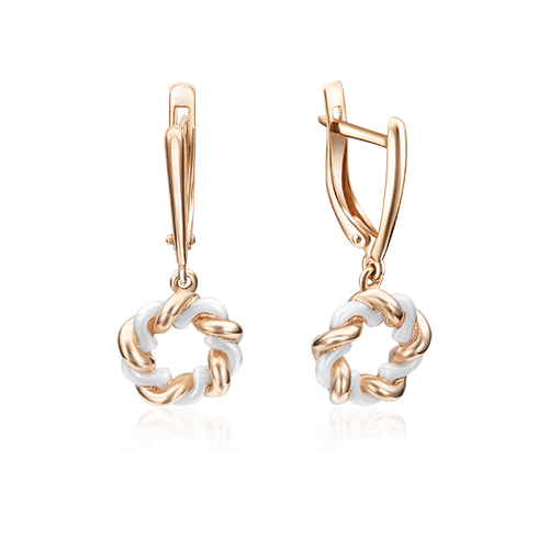 Серьги с цирконом из красного золота 585 пробы, фото № 1