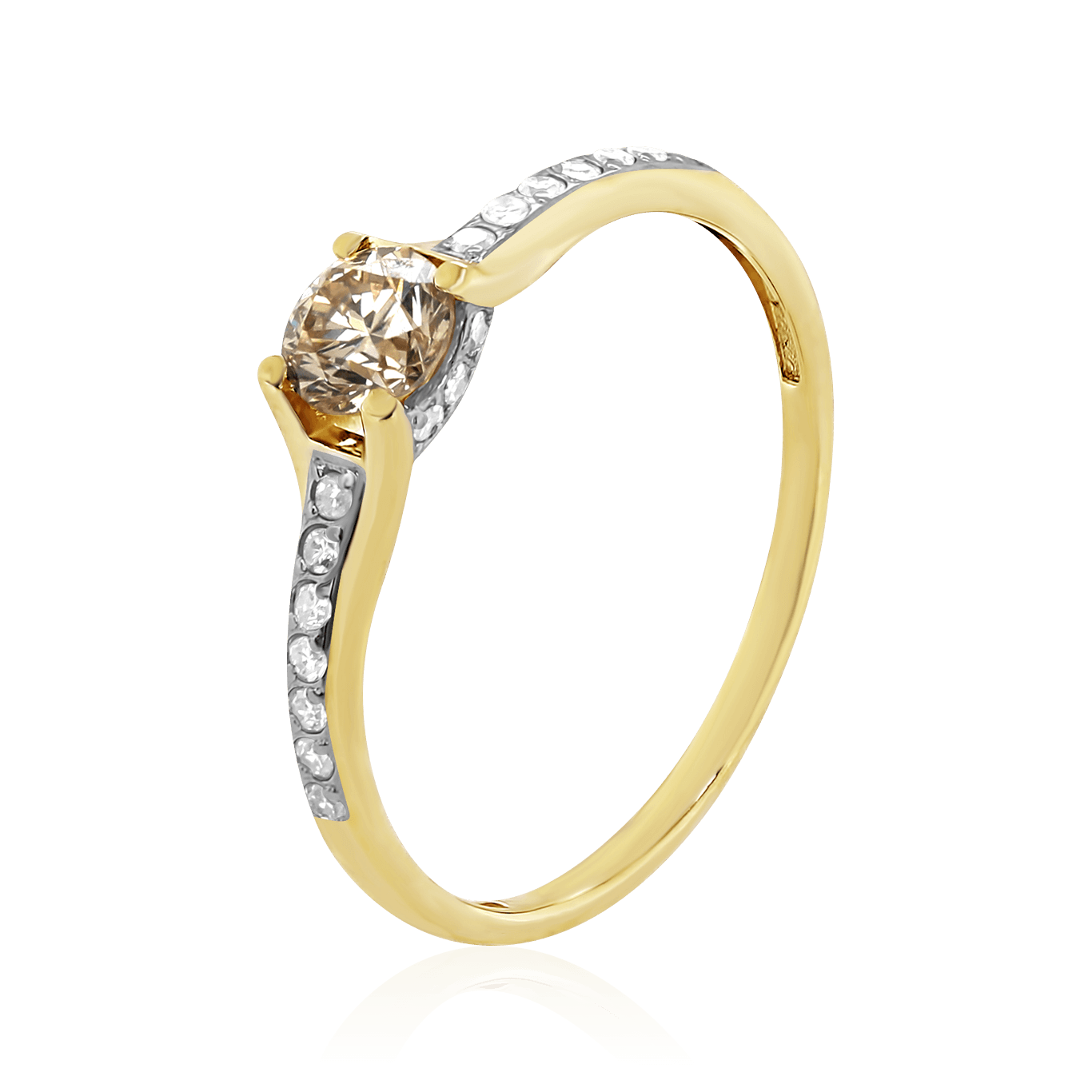 Кольцо с бриллиантами из желтого золота 585 пробы (арт. 104059)