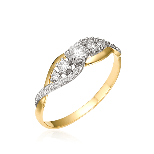 Кольцо с бриллиантами из желтого золота 585, фото № 1