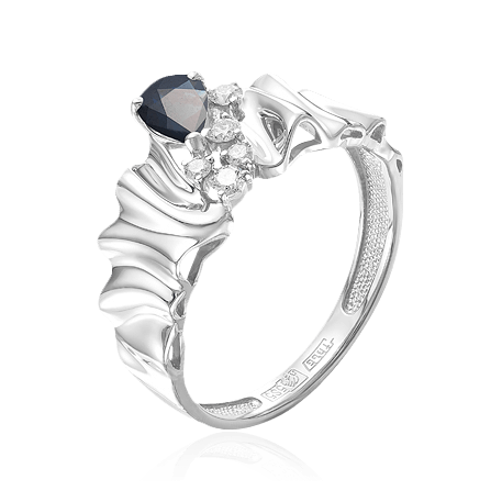 Кольцо с сапфиром, бриллиантами из белого золота 585 пробы (арт. 97494)