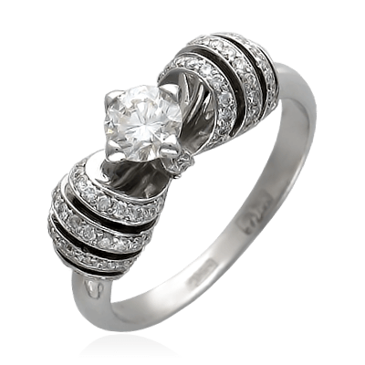 Помолвочное кольцо с бриллиантом Пчелка из белого золота 750 (арт. 10337)