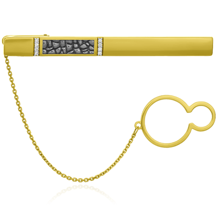 Зажим для галстука с бриллиантами из желтого золота 750 пробы (арт. 36653)