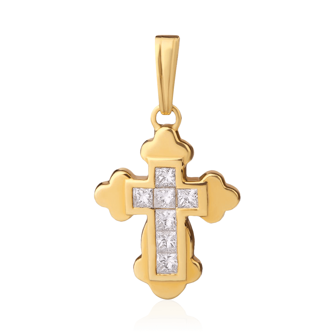 Крест с бриллиантами из желтого золота 750 пробы (арт. 99597)