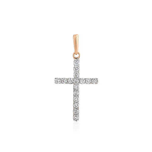Крест с бриллиантами из красного золота 585 пробы (арт. 56427)