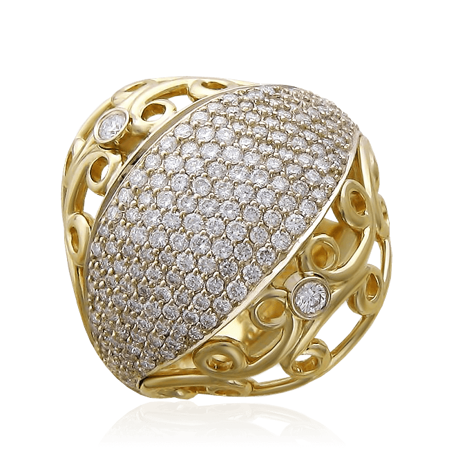Кольцо с бриллиантами из желтого золота 750 (Bergio) (арт. 14015)
