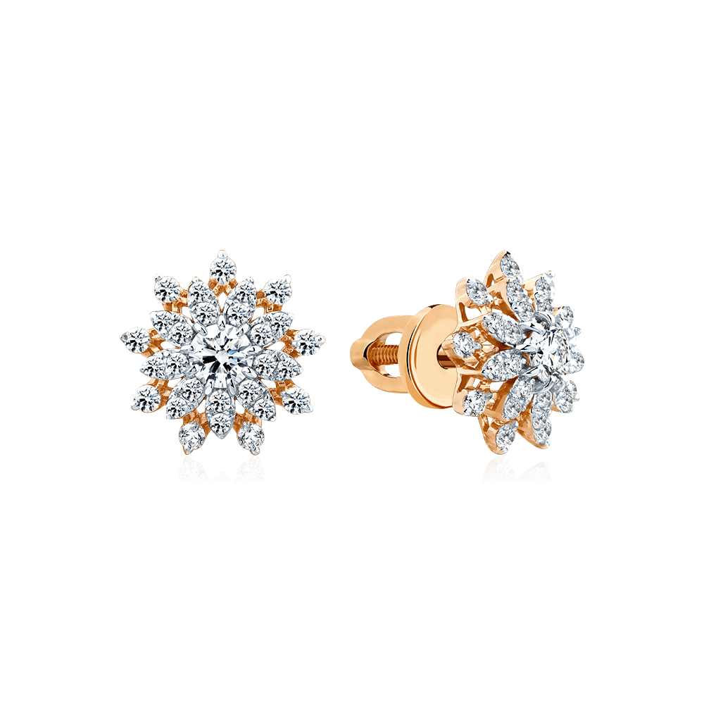 Серьги с бриллиантами из красного золота 585 пробы (арт. 123090)