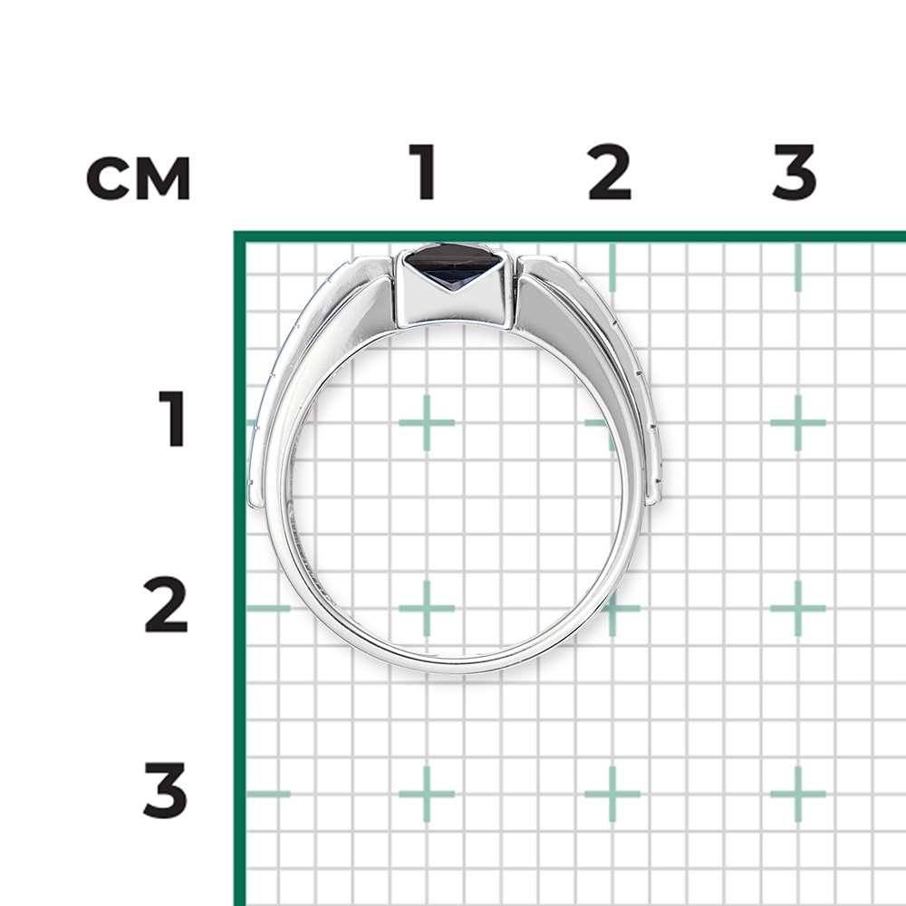 Мужское кольцо с сапфиром из белого золота 585 пробы, фото № 3