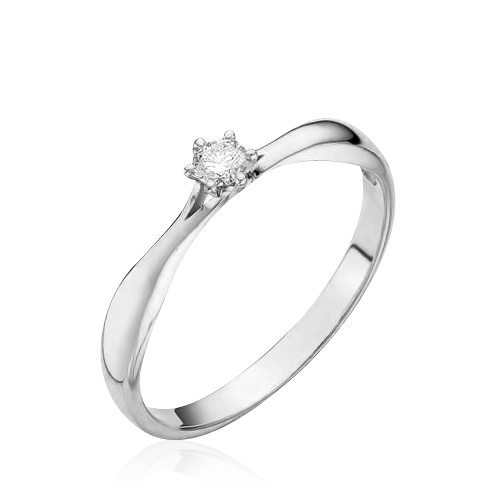 Кольцо с 1 бриллиантом из белого золота 585, фото № 1