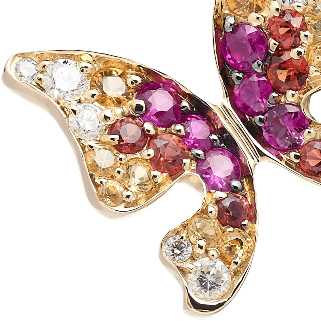 Серьги бабочки с рубином, сапфиром, бриллиантами из желтого золота 585 пробы, фото № 4