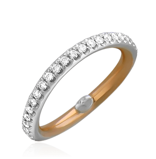 Обручальное кольцо с бриллиантами из комбинированного золота 750 (арт. 28974)