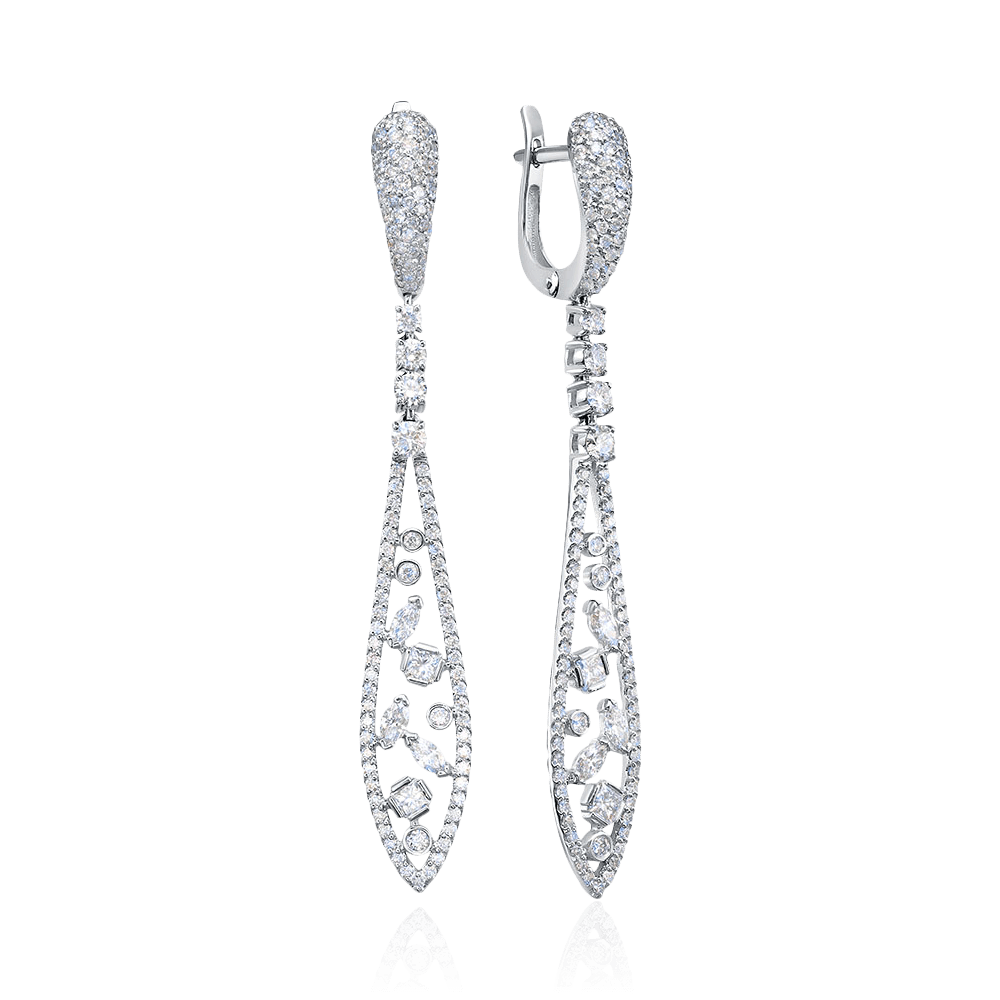 Серьги с бриллиантами из белого золота 585 пробы (арт. 117868)
