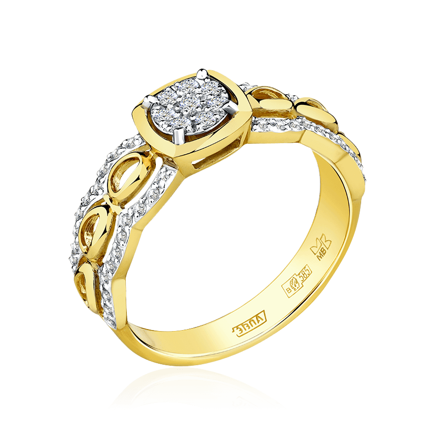 Кольцо с бриллиантами из желтого золота 585 пробы (арт. 103261)