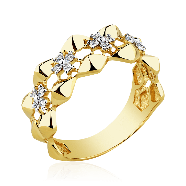 Кольцо с бриллиантами из желтого золота 585 пробы (арт. 104541)