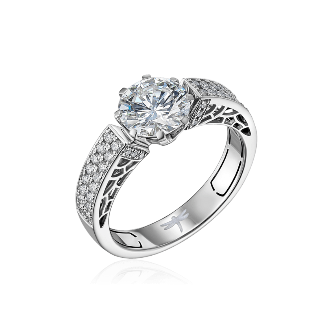 Кольцо с бриллиантом 1.56ct из белого золота 585 пробы (арт. 128914)