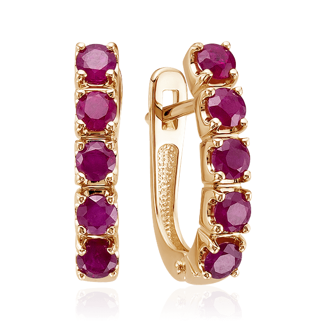 Серьги с рубином из красного золота 585 пробы (арт. 91099)