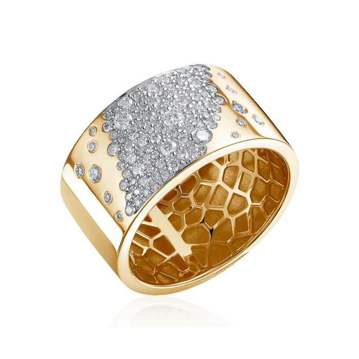 Кольцо с бриллиантами из желтого золота 585 пробы (арт. 102045)