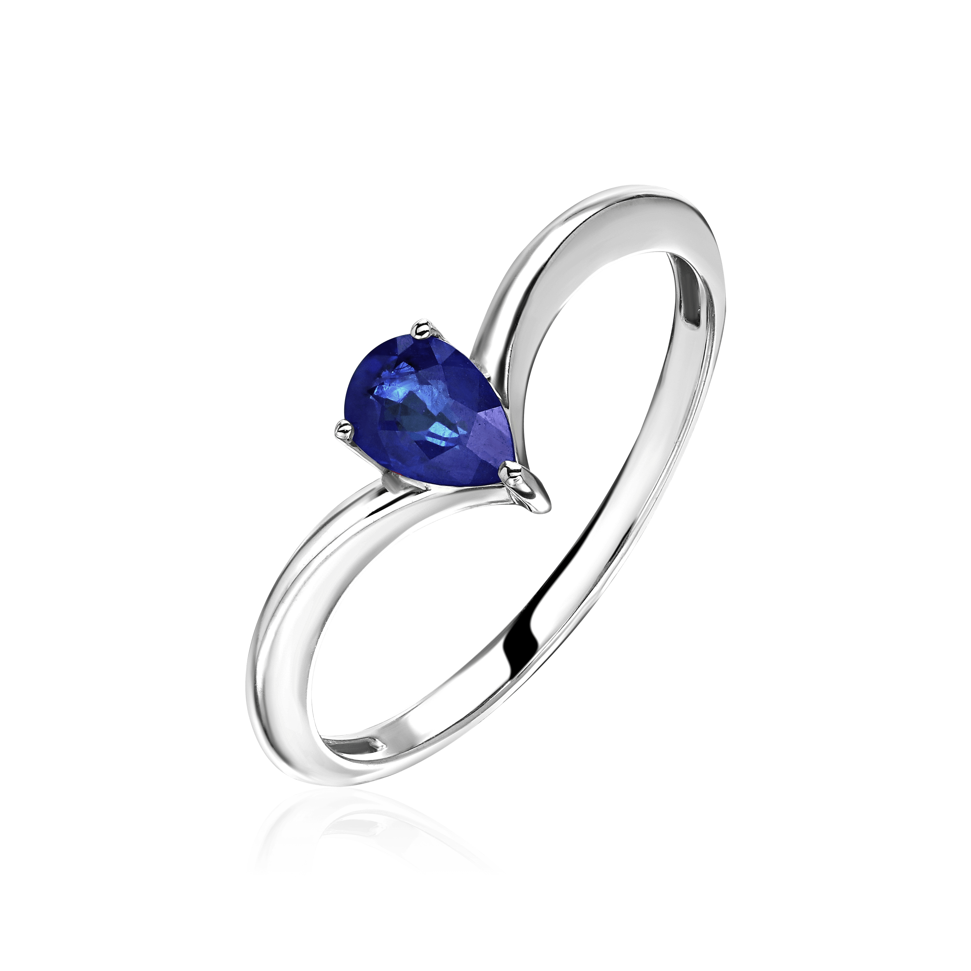 Кольцо с сапфиром из белого золота 585 пробы, фото № 1