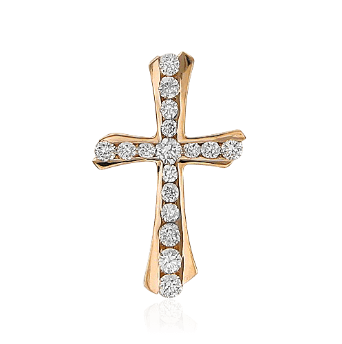 Крест с бриллиантами из красного золота 585 пробы (арт. 34000)