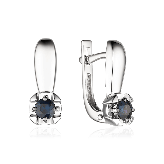 Серьги с сапфиром из белого золота 585 пробы (арт. 79553)