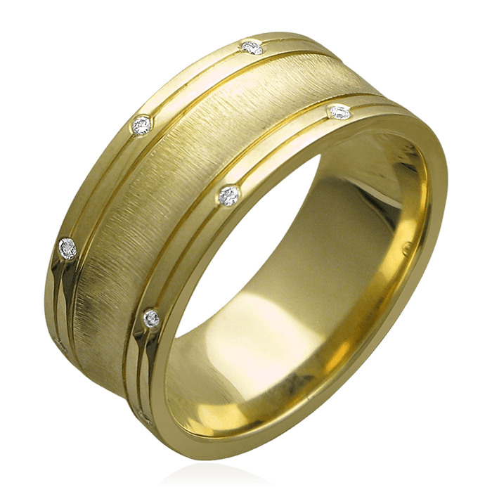 Обручальное кольцо с бриллиантами из желтого золота 585 пробы (арт. 63420)