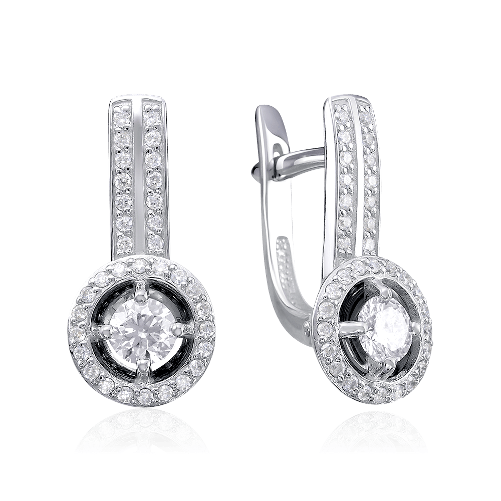 Серьги с бриллиантами из белого золота 585 пробы (арт. 85181)