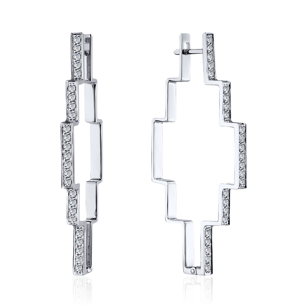 Серьги с бриллиантами из белого золота 585 пробы (арт. 92777)