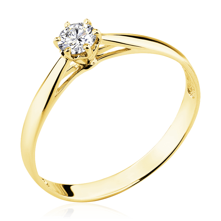 Кольцо с 1 бриллиантами из желтого золота 585, фото № 1