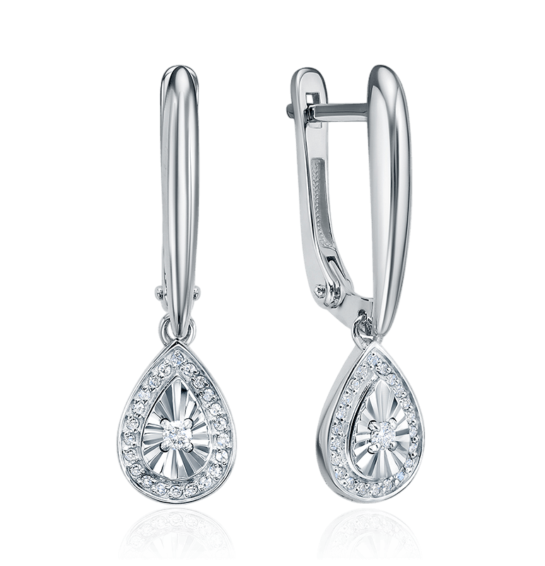 Серьги с бриллиантами из белого золота 585 пробы (арт. 129826)