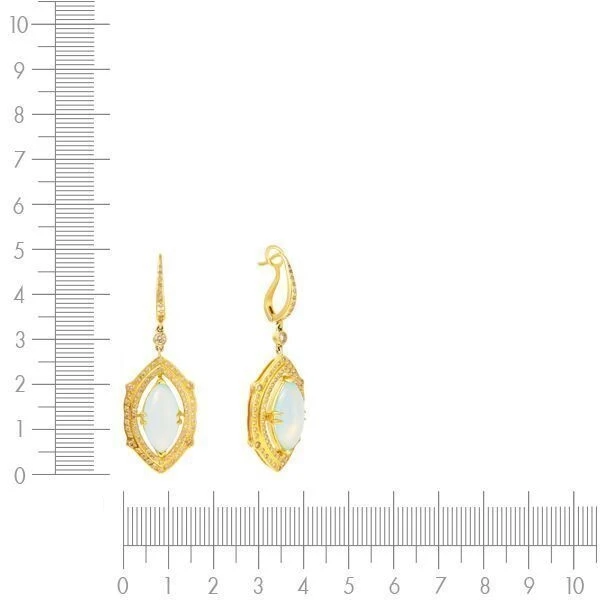 Серьги с халцедоном и бриллиантами в желтом золоте 585 пробы, фото № 3