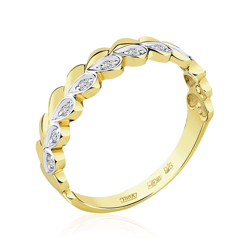 Кольцо с бриллиантами из желтого золота 585 пробы (арт. 104578)