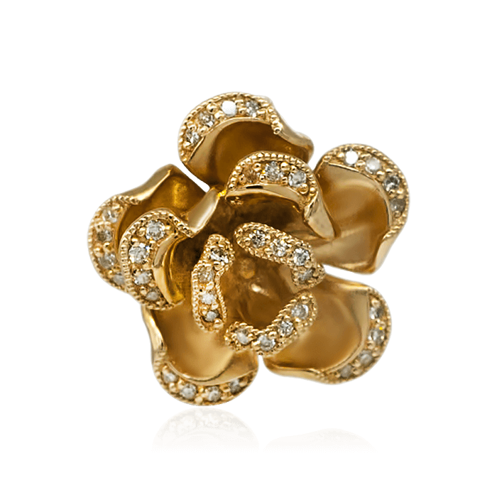 Кулон в виде цветка с бриллиантами из красного золота 585 пробы, фото № 1