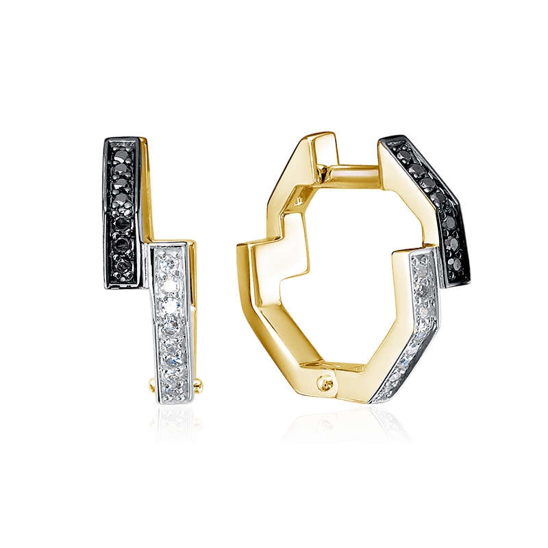 Серьги с бриллиантами из желтого золота 585 пробы (арт. 125543)